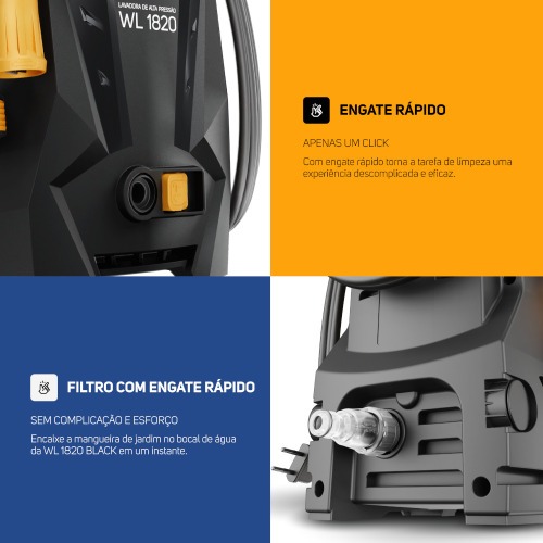 Lavadora de alta pressão Desentupidora 1500 libras - WL 1820 Black Ultra 110V Lavadora de alta pressão Desentupidora 1500 libras - WL 1820 Black Ultra 110V
