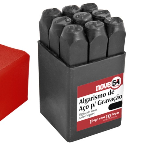 Jogo de algarismo de aço para gravação 4 mm - 9 peças Jogo de algarismo de aço para gravação 4 mm - 9 peças