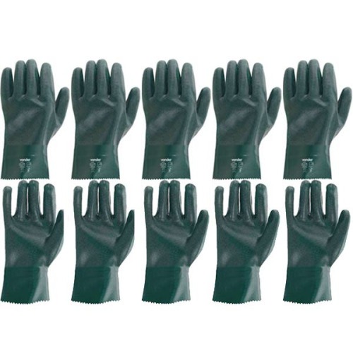 Kit 5 pares de luva de pvc �spera com forro 26 cm - PAV 0026