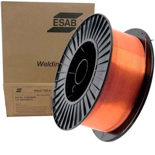 Arame para solda mig s�lido cobreado 0,8 mm rolo 5 kg Esab 70S6 