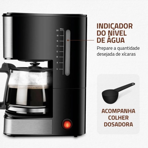 Cafeteira el�trica 550W jarra de vidro 20 x�caras Dolce Arome - C-43-20X-SI  110V