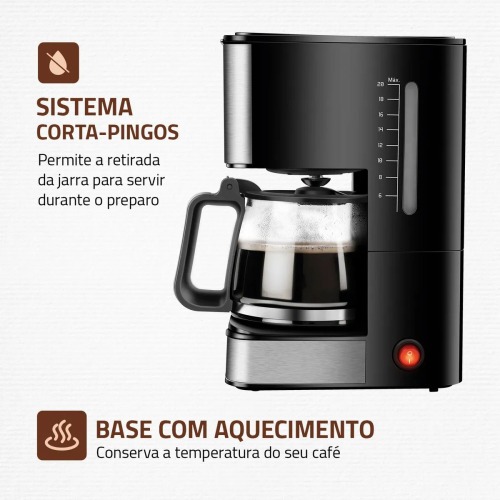 Cafeteira el�trica 550W jarra de vidro 20 x�caras Dolce Arome - C-43-20X-SI  110V
