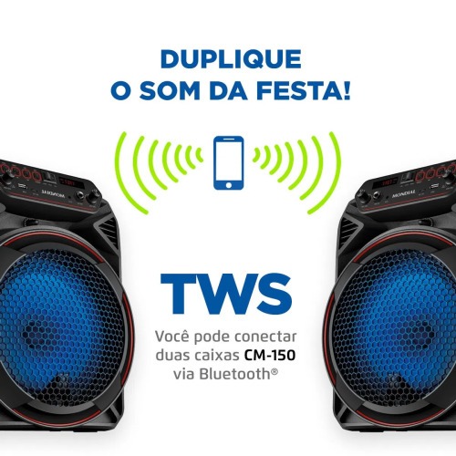 Caixa de som amplificada 150W RMS Bluetooth e FM Connect Party Plus - CM-150  110V/220V
