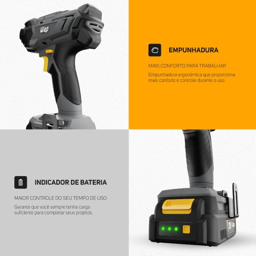 Chave de impacto a bateria 21V encaixe 1/2