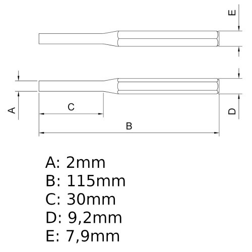 Saca-pinos paralelo 2 mm - 44471102