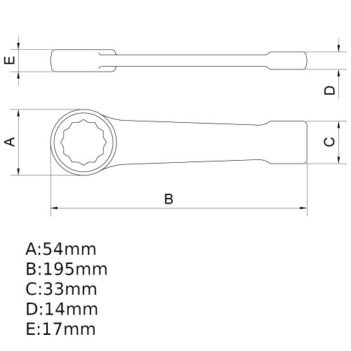 Chave estrela de bater 32 mm a�o cromo van�dio