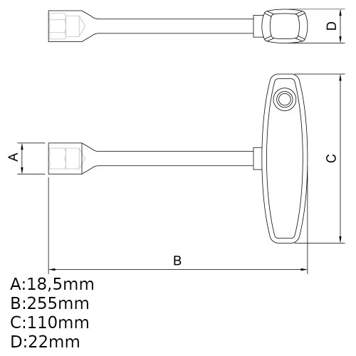 Chave canh�o 13 mm cabo tipo T a�o cromo van�dio