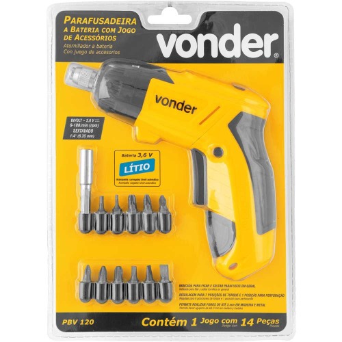 Parafusadeira a bateria articulada 3,6V com kit 12 acess�rios - PBV 120  110V/220V