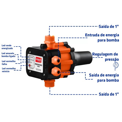 Controlador automático de pressão para bomba d'água - BPR10 110V/220V Controlador automático de pressão para bomba d'água - BPR10 110V/220V