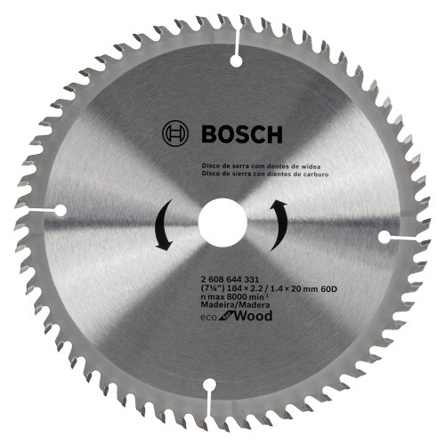 Disco de serra para madeira 184 x 20 x 60 dentes - Ecoline