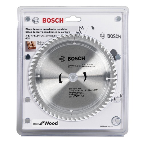 Disco de serra para madeira 184 x 20 x 60 dentes - Ecoline