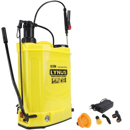 Pulverizador costal a bateria 12V e manual 20 litros com 4 bicos - PL-20B  110V/220V