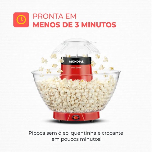 Pipoqueira el�trica  1.200W vermelha Pop Bowl PP-05   110V