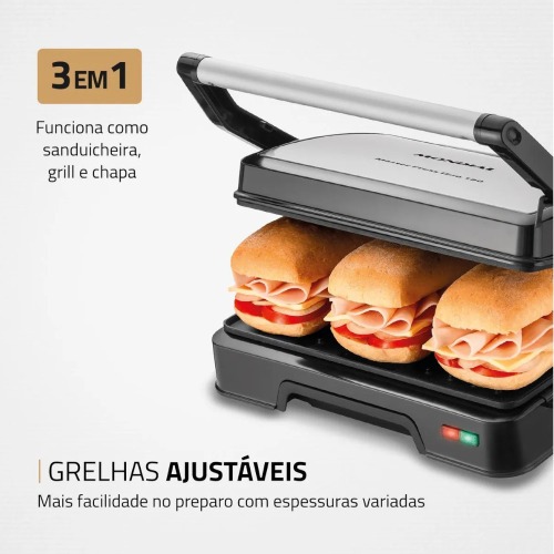 Sanduicheira Grill antiaderente 1000W Press duo 180-PG -01-180  220V