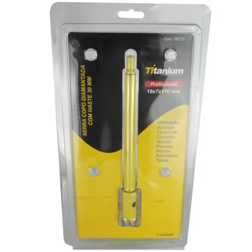 Serra copo diamantada 19 mm com haste encaixe 3/8