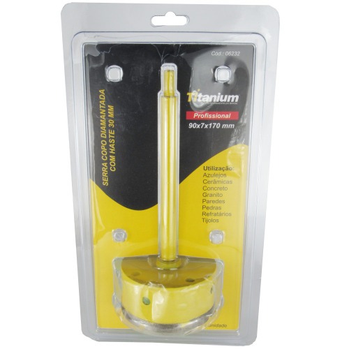 Serra copo diamantada 90 mm com haste encaixe 3/8