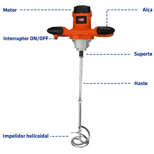 Misturador el�trico para argamassa e tintas 1200W velocidade vari�vel - STIR1200  110V