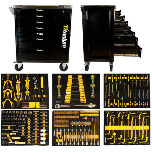 Carrinho para ferramentas com 7 gavetas e 258 ferramentas - Work Station