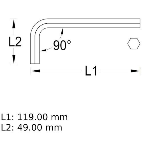 Chave allen 10 mm aço cromo vanádio 42 Chave allen 10 mm aço cromo vanádio 42