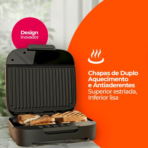 Sanduicheira Grill antiaderente 750W com bot�o liga/desliga Click - SAN400  110V