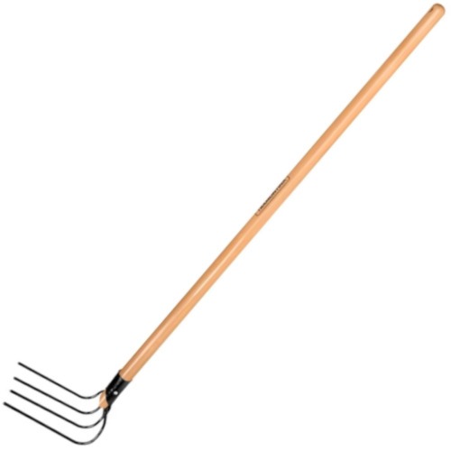Forcado curvo de arame 4 dentes com cabo de madeira 120 cm