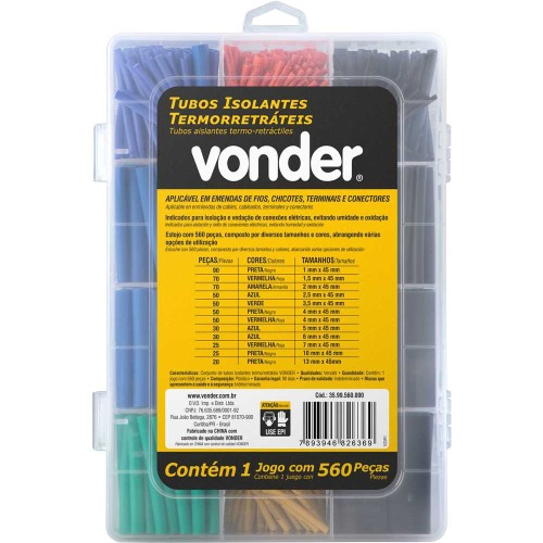 Jogo de tubos isolantes termorretr�teis 560 pe�as