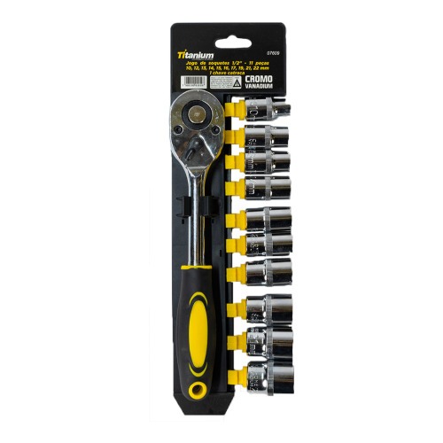 Jogo de soquete sextavado 10 a 22 mm encaixe 1/2 Jogo de soquete sextavado 10 a 22 mm encaixe 1/2