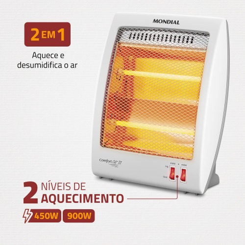 Aquecedor el�trico 900W 2 em 1 quartzo Confort III - A-16  110V