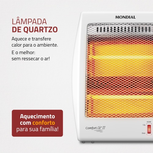 Aquecedor el�trico 900W 2 em 1 quartzo Confort III - A-16  110V