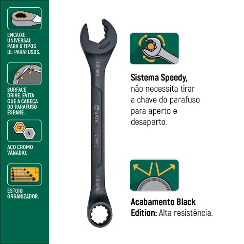Jogo de chave combinada 8 a 17 mm multiencaixe 7 peças - Speedy X6 Jogo de chave combinada 8 a 17 mm multiencaixe 7 peças - Speedy X6