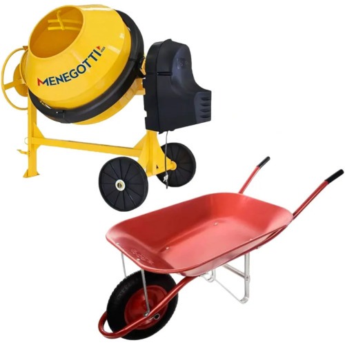 Kit Betoneira 400 litros 2 hp monof�sica + Carrinho de m�o ca�amba met�lica 45L  220V