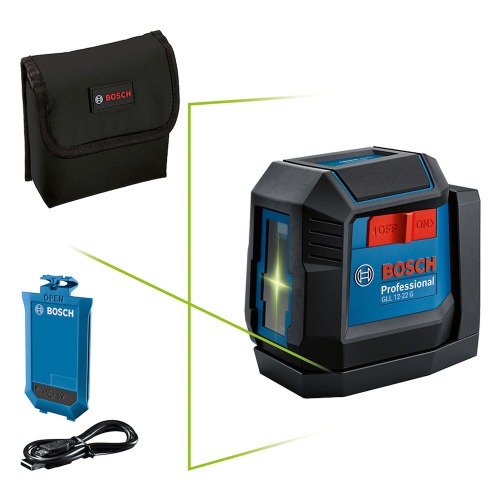 N�vel a Laser com 2 linhas verdes 12m com bateria e suporte - GLL 12-22 G 
