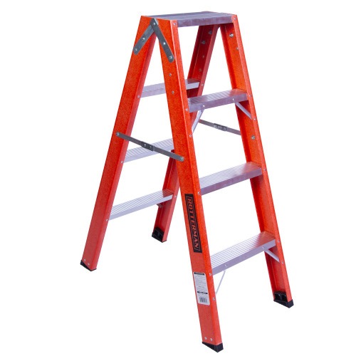 Escada tesoura dupla em fibra de vidro 4 degraus 1,20 m - ESC04120 