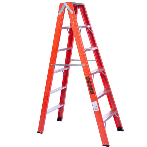 Escada tesoura dupla em fibra de vidro 6 degraus 1,80 m - ESC06180