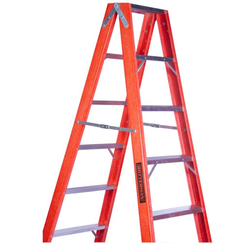 Escada tesoura dupla em fibra de vidro 8 degraus 2,40 m - ESC08240