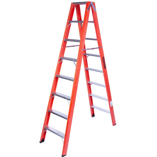 Escada tesoura dupla em fibra de vidro 8 degraus 2,40 m - ESC08240