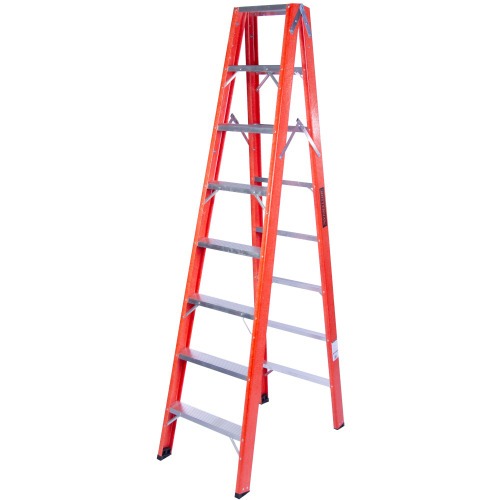 Escada tesoura dupla em fibra de vidro 8 degraus 2,40 m - ESC08240