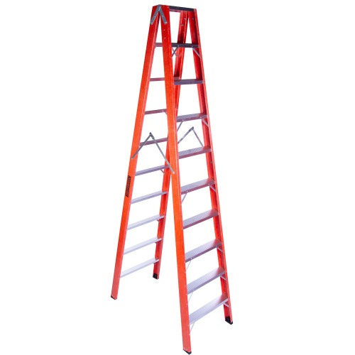 Escada tesoura dupla em fibra de vidro 10 degraus 3 m - ESC10300