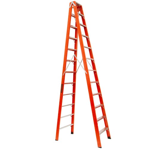 Escada tesoura dupla em fibra de vidro 12 degraus 3,60 m - ESC12360