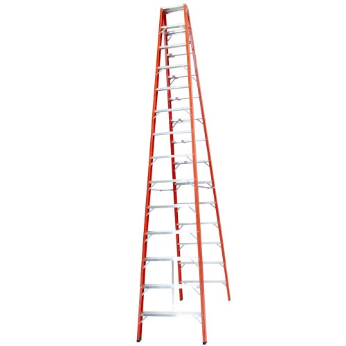 Escada de fibra de vidro 14 degraus 4,2 m modelo americana dupla - ESC14420