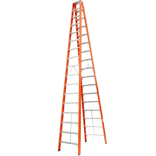 Escada de fibra de vidro 17 degraus 5,1 m modelo americana dupla - ESC17510