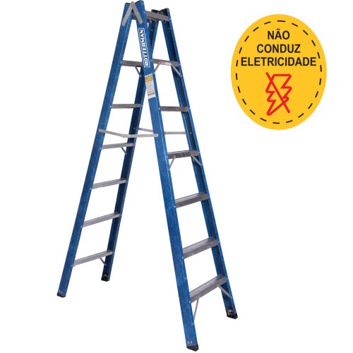 Escada tesoura dupla em fibra de vidro 7 degraus 2,10 m - Premium