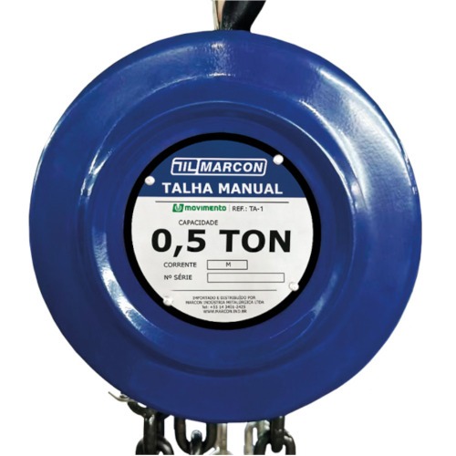 Talha manual com capacidade de 500 kg e 3 metros de corrente - TA-1