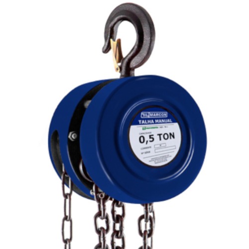 Talha manual com capacidade de 500 kg e 3 metros de corrente - TA-1