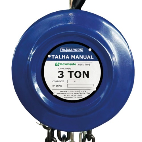 Talha manual com capacidade de 3000 kg e 3 metros de corrente - TA-7