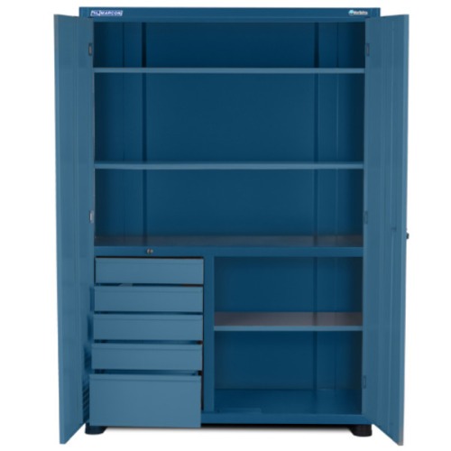 Arm�rio para ferramentas com 3 prateleiras 5 gavetas e portas de vidro - AM-1006