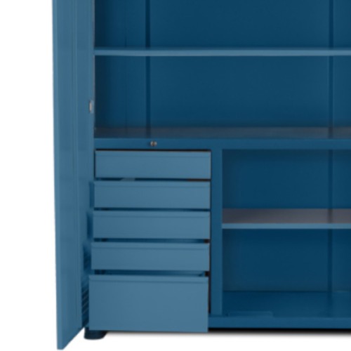 Arm�rio para ferramentas com 3 prateleiras 5 gavetas e portas de vidro - AM-1006