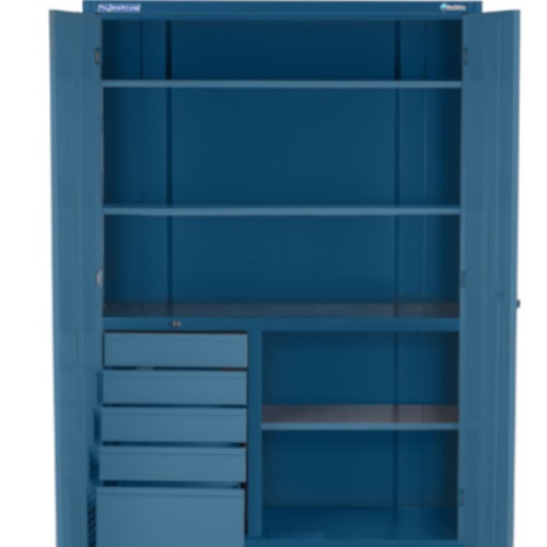 Arm�rio para ferramentas com 3 prateleiras 5 gavetas e portas de vidro - AM-1006