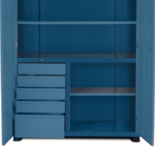 Arm�rio para ferramentas com 3 prateleiras 5 gavetas e portas de vidro - AM-1006