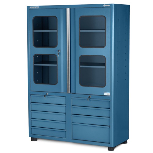 Arm�rio para ferramentas com 3 prateleiras 9 gavetas e portas de vidro - AM-1024